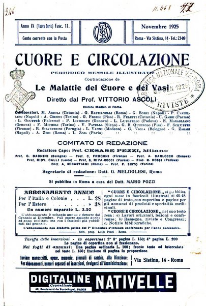 Cuore e circolazione periodico mensile illustrato