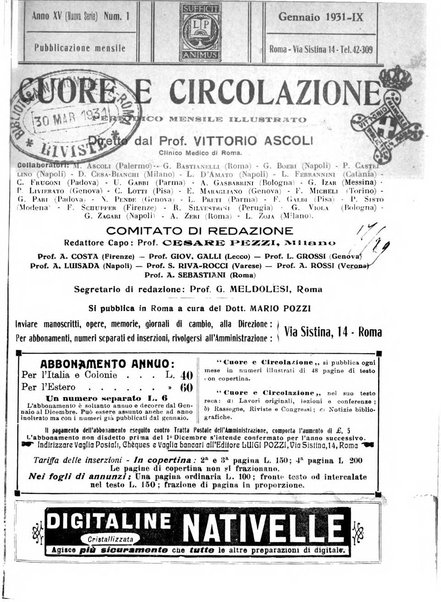 Cuore e circolazione periodico mensile illustrato