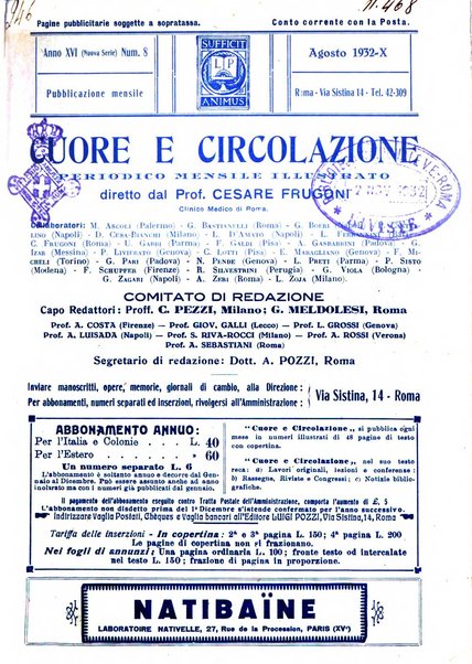 Cuore e circolazione periodico mensile illustrato