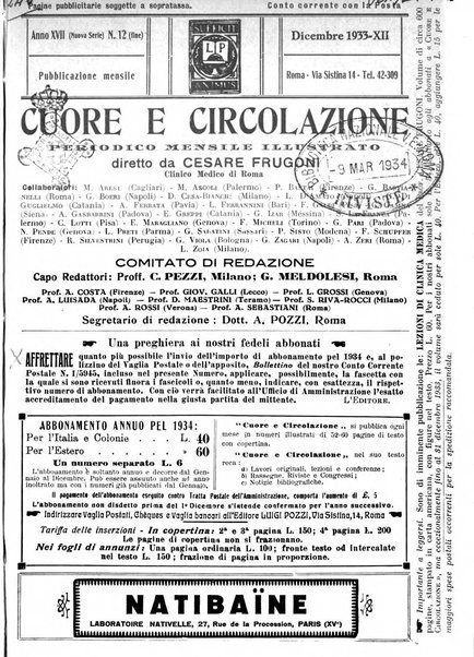 Cuore e circolazione periodico mensile illustrato