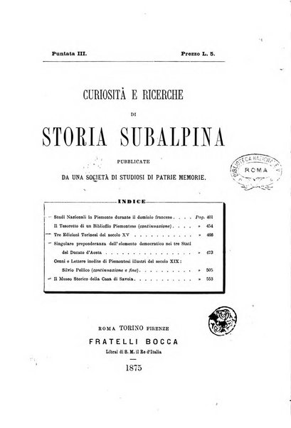 Curiosita e ricerche di storia subalpina