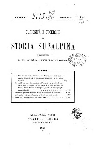 Curiosita e ricerche di storia subalpina