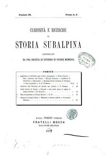 Curiosita e ricerche di storia subalpina