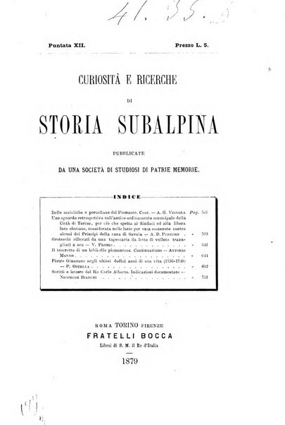 Curiosita e ricerche di storia subalpina