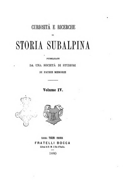 Curiosita e ricerche di storia subalpina