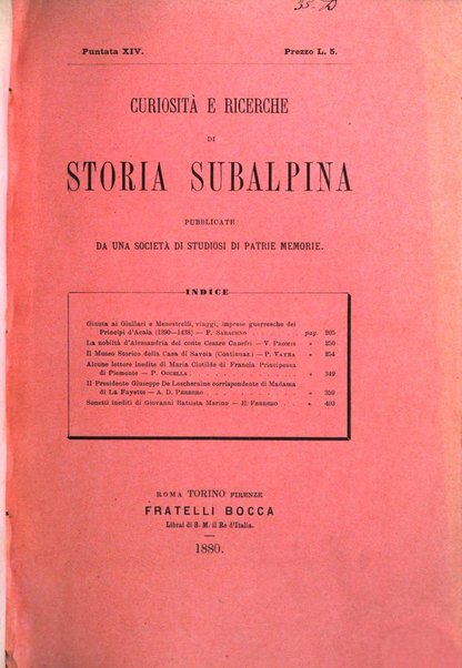 Curiosita e ricerche di storia subalpina