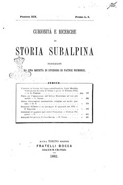 Curiosita e ricerche di storia subalpina