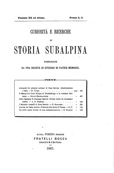 Curiosita e ricerche di storia subalpina