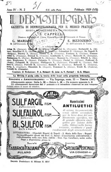 Il dermosifilografo gazzetta di dermosifilografia per il medico pratico