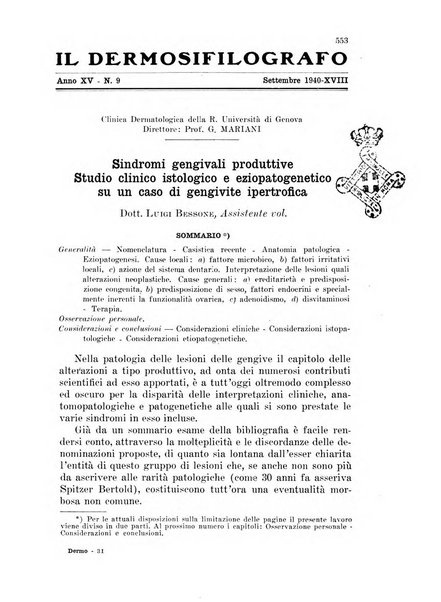 Il dermosifilografo gazzetta di dermosifilografia per il medico pratico