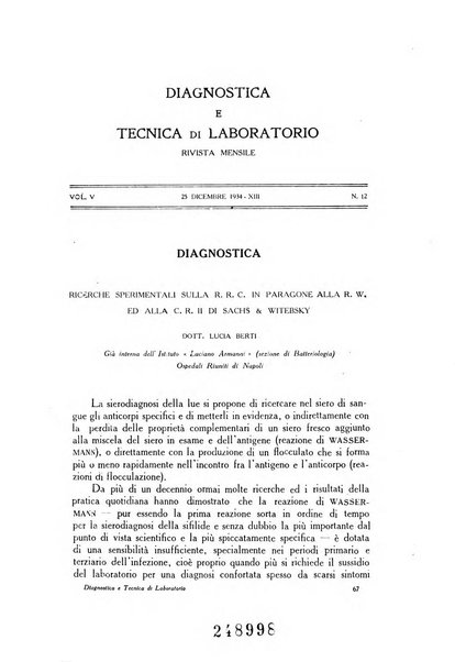 Diagnostica e tecnica di laboratorio rivista mensile