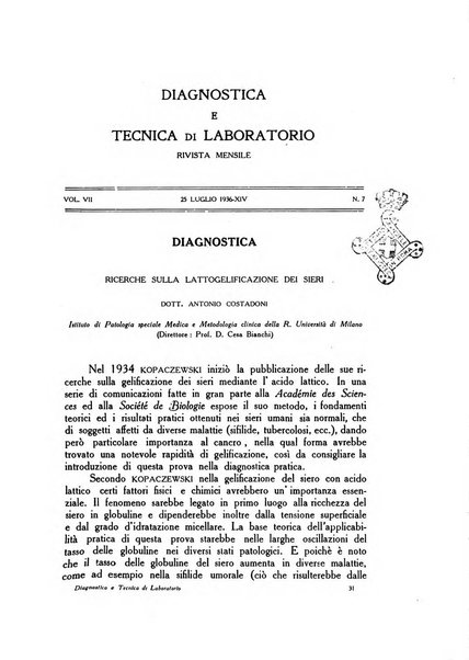 Diagnostica e tecnica di laboratorio rivista mensile