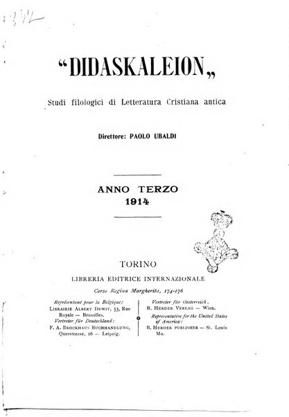 Didaskaleion studi filologici di letteratura cristiana antica