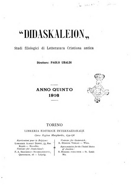 Didaskaleion studi filologici di letteratura cristiana antica