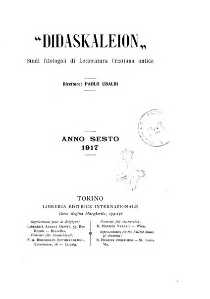 Didaskaleion studi filologici di letteratura cristiana antica