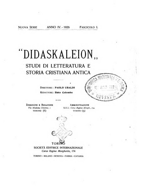 Didaskaleion studi filologici di letteratura cristiana antica