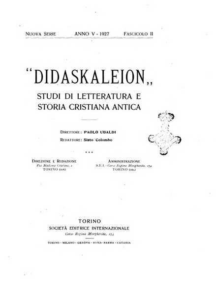 Didaskaleion studi filologici di letteratura cristiana antica