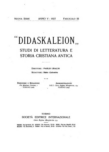 Didaskaleion studi filologici di letteratura cristiana antica