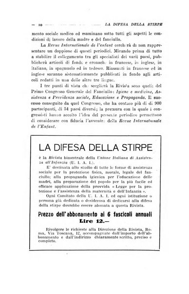 La difesa della stirpe rivista dell'Unione italiana d'assistenza all'infanzia