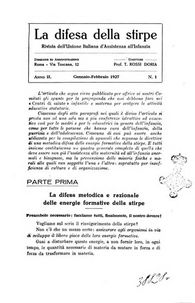 La difesa della stirpe rivista dell'Unione italiana d'assistenza all'infanzia