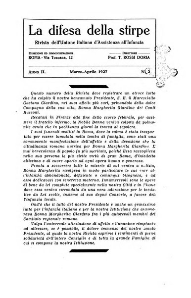La difesa della stirpe rivista dell'Unione italiana d'assistenza all'infanzia