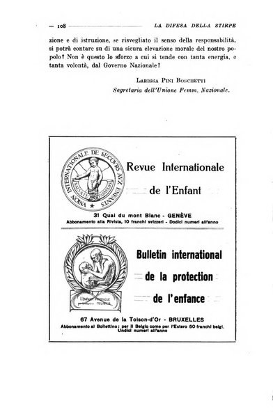 La difesa della stirpe rivista dell'Unione italiana d'assistenza all'infanzia