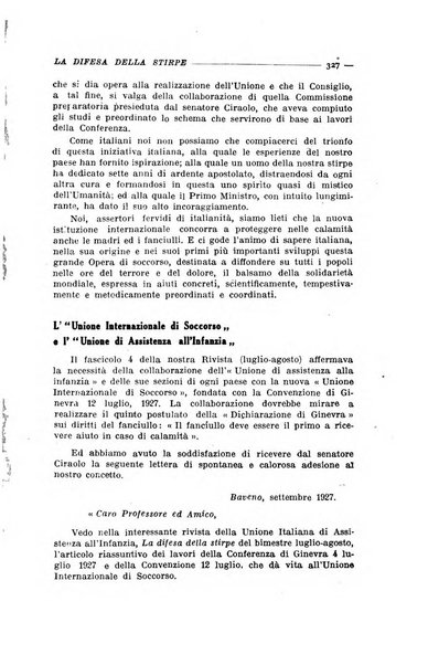 La difesa della stirpe rivista dell'Unione italiana d'assistenza all'infanzia