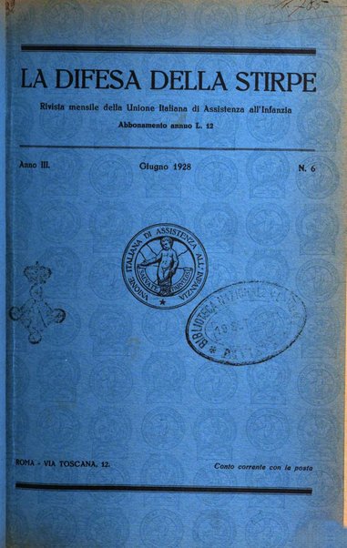 La difesa della stirpe rivista dell'Unione italiana d'assistenza all'infanzia