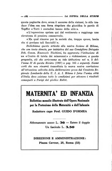 La difesa della stirpe rivista dell'Unione italiana d'assistenza all'infanzia