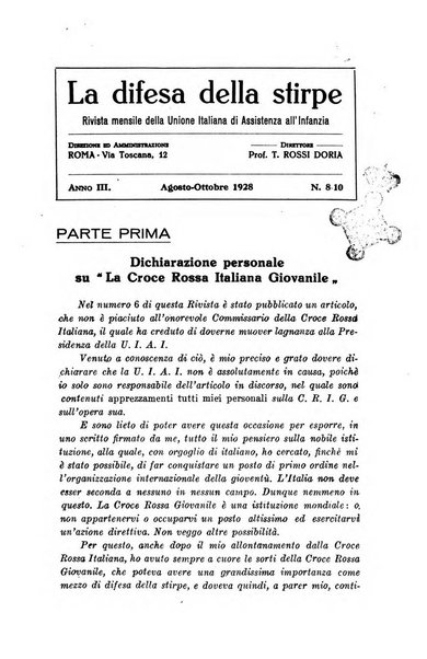 La difesa della stirpe rivista dell'Unione italiana d'assistenza all'infanzia