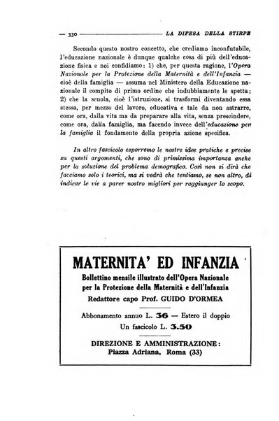 La difesa della stirpe rivista dell'Unione italiana d'assistenza all'infanzia