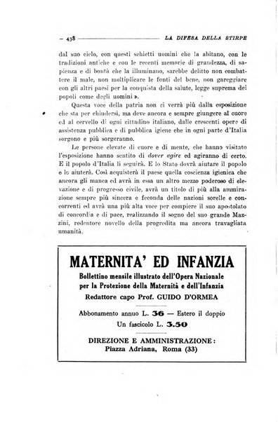 La difesa della stirpe rivista dell'Unione italiana d'assistenza all'infanzia