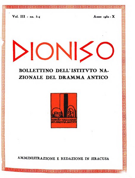 Dioniso bollettino dell'Istituto nazionale del dramma antico