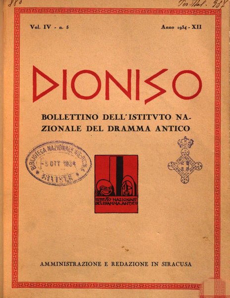 Dioniso bollettino dell'Istituto nazionale del dramma antico