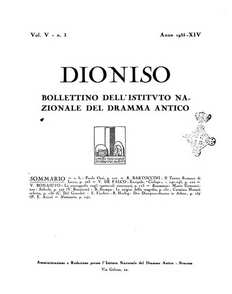 Dioniso bollettino dell'Istituto nazionale del dramma antico