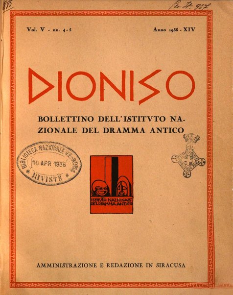 Dioniso bollettino dell'Istituto nazionale del dramma antico