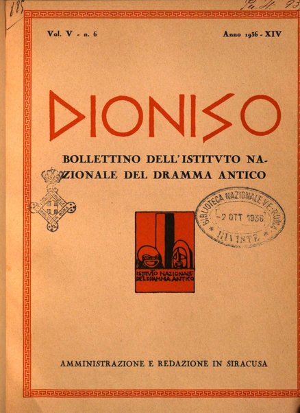 Dioniso bollettino dell'Istituto nazionale del dramma antico