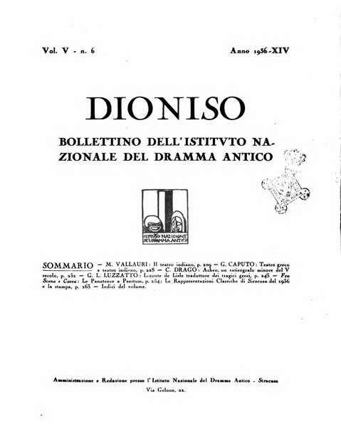 Dioniso bollettino dell'Istituto nazionale del dramma antico