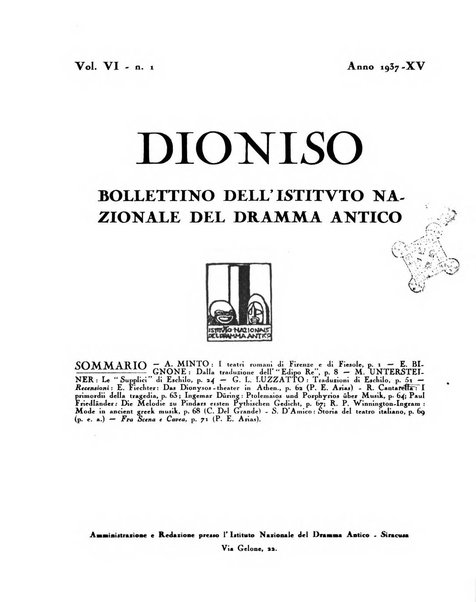 Dioniso bollettino dell'Istituto nazionale del dramma antico