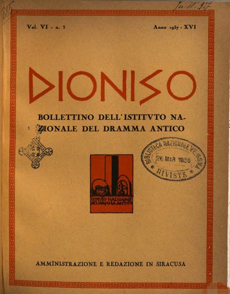 Dioniso bollettino dell'Istituto nazionale del dramma antico