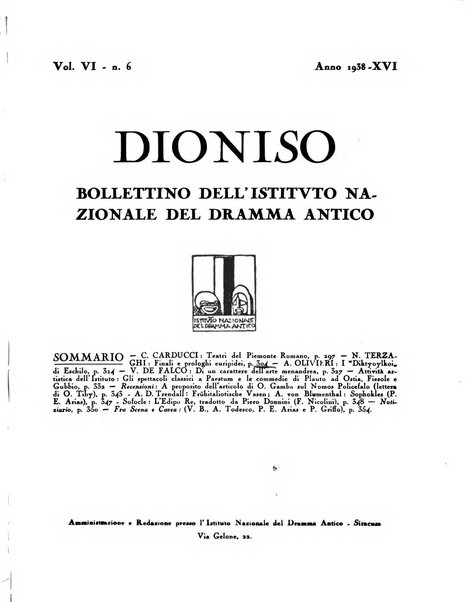 Dioniso bollettino dell'Istituto nazionale del dramma antico