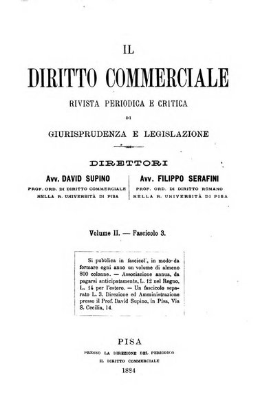 Il diritto commerciale rivista periodica e critica di giurisprudenza e legislazione