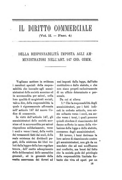 Il diritto commerciale rivista periodica e critica di giurisprudenza e legislazione