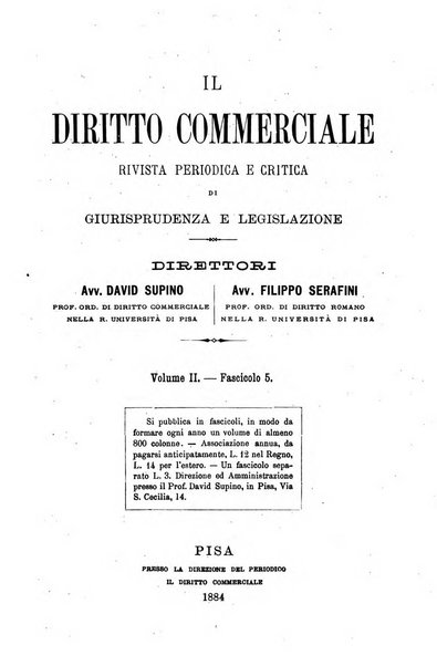 Il diritto commerciale rivista periodica e critica di giurisprudenza e legislazione