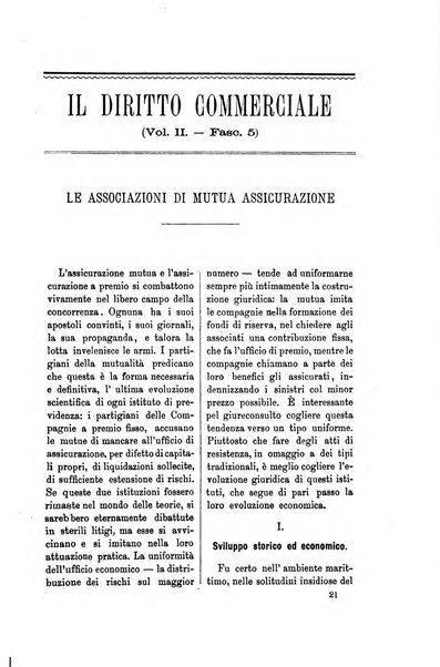 Il diritto commerciale rivista periodica e critica di giurisprudenza e legislazione