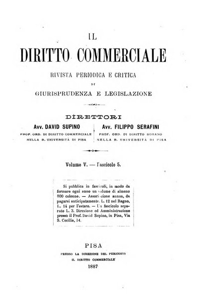 Il diritto commerciale rivista periodica e critica di giurisprudenza e legislazione