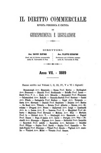 Il diritto commerciale rivista periodica e critica di giurisprudenza e legislazione