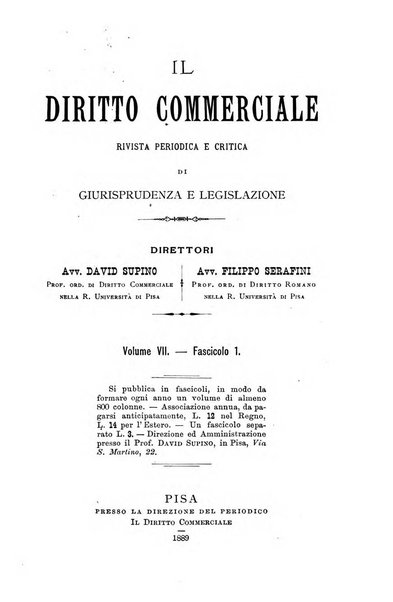 Il diritto commerciale rivista periodica e critica di giurisprudenza e legislazione