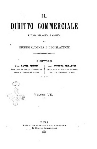 Il diritto commerciale rivista periodica e critica di giurisprudenza e legislazione