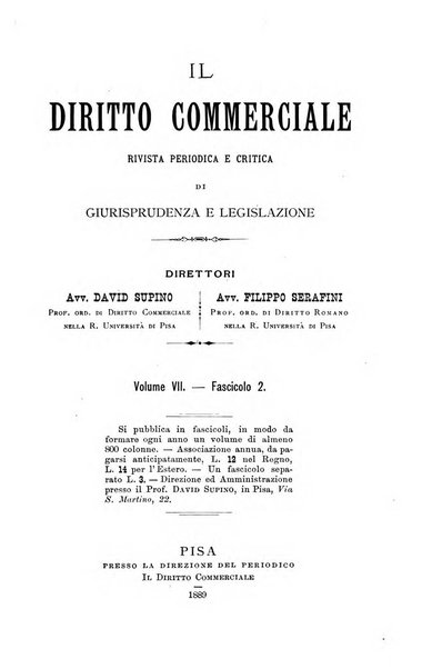 Il diritto commerciale rivista periodica e critica di giurisprudenza e legislazione